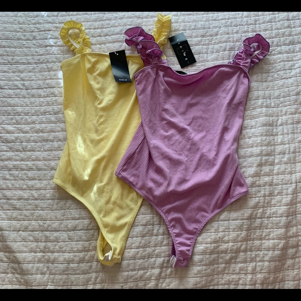 BUNDLE: yellow and lilac bodysuit, NWT!